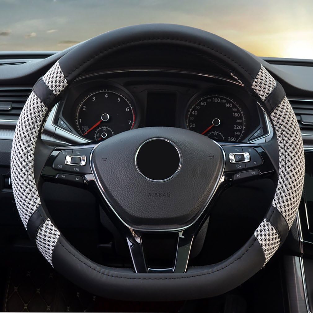 Amazon Lucasng ハンドルカバー D型 ステアリングカバー 織り アイスシルク素材 通気 通用 タイプb グレー 38cm ハンドルカバー 車 バイク