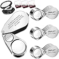 SUNJOYCO Jewelers Loupe Magnifier, 40X Magnifying Glass with Light, 10X 20X 30X Jewelry Eye Loop Pocket Magnifier