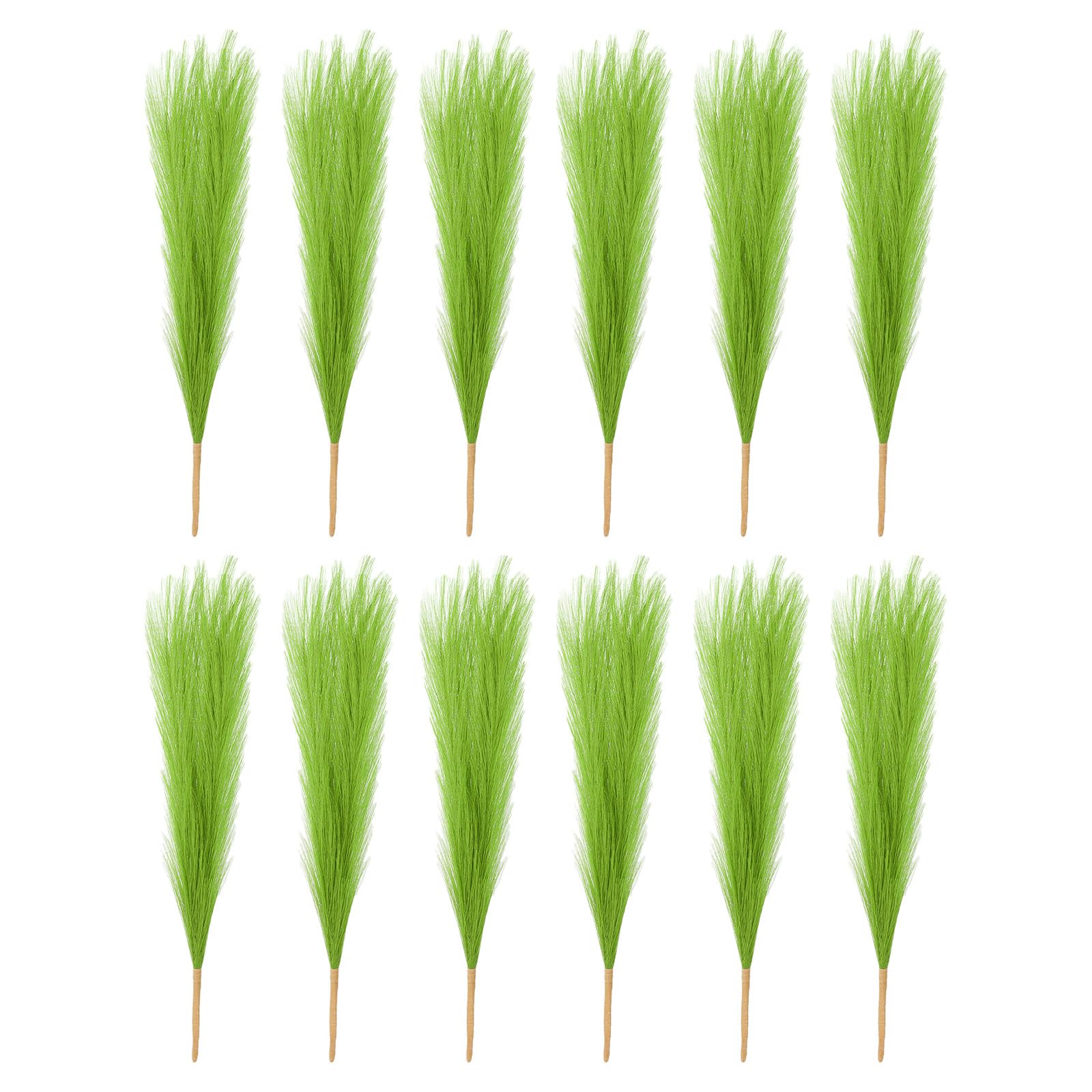 PATIKIL 17 Inch Faux Pampas Grass, 12 Pcs Boho Decor for Home Decoration Artificial Tall Fluffy Stems for Wedding Flower Party Vase Arrangement Centerpieces, Grass Green