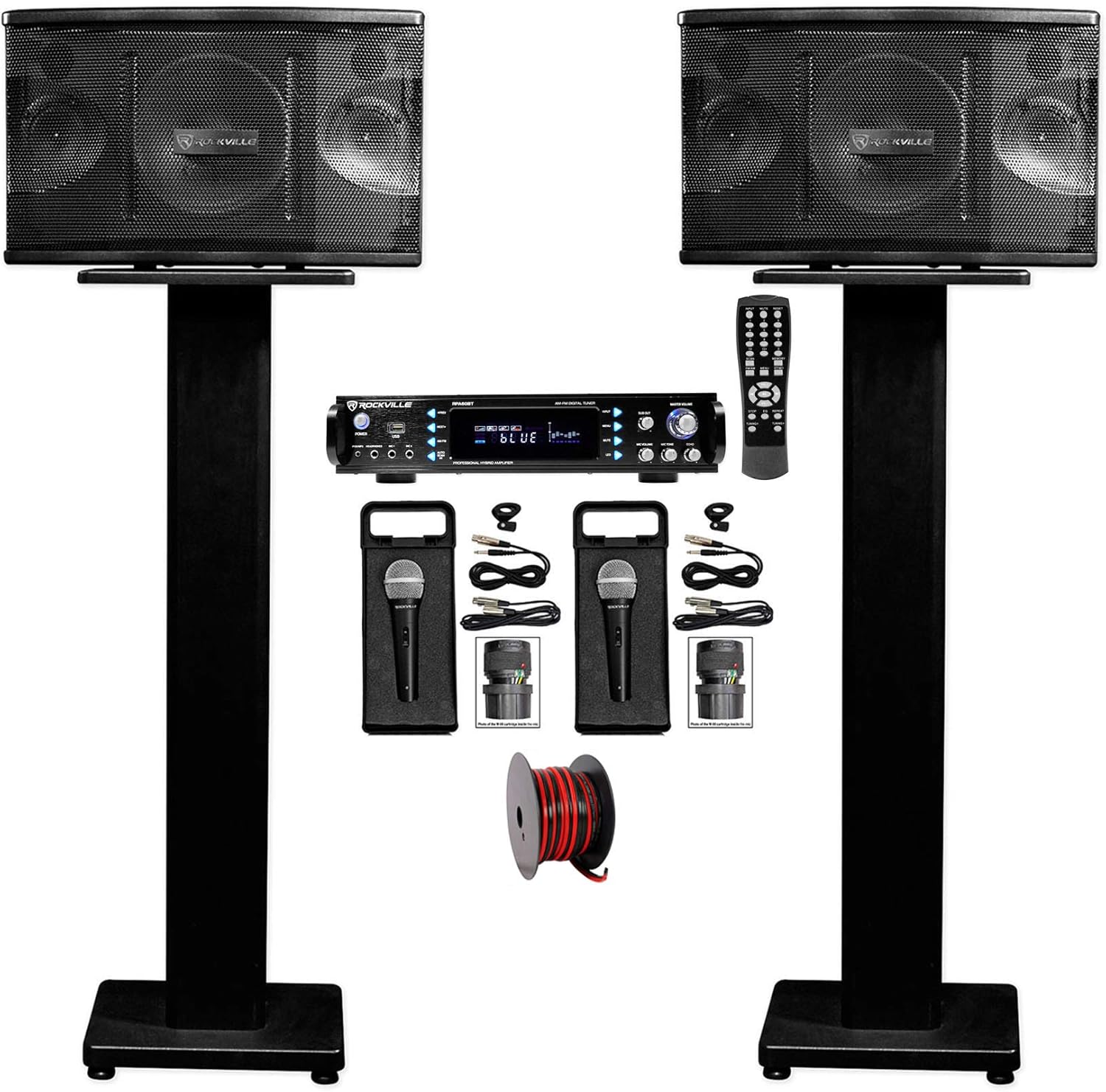 Pair Rockville KPS80 8" 800w Karaoke/Pro Speakers+Bluetooth