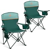 ALPHA CAMP Camping Chair 2 Pack Portable Chair with 3-Can Cooler Folding Chair with Side Pocket and Cup Holder, Collapsible for Camping, Tailgates, Beach, Fishing and Sports,2PC