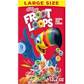 Kellogg's Froot Loops Breakfast Cereal, Fruit Flavored, Breakfast Snacks with Vitamin C, Large Size, Original, 13.2oz Box (1 Box)