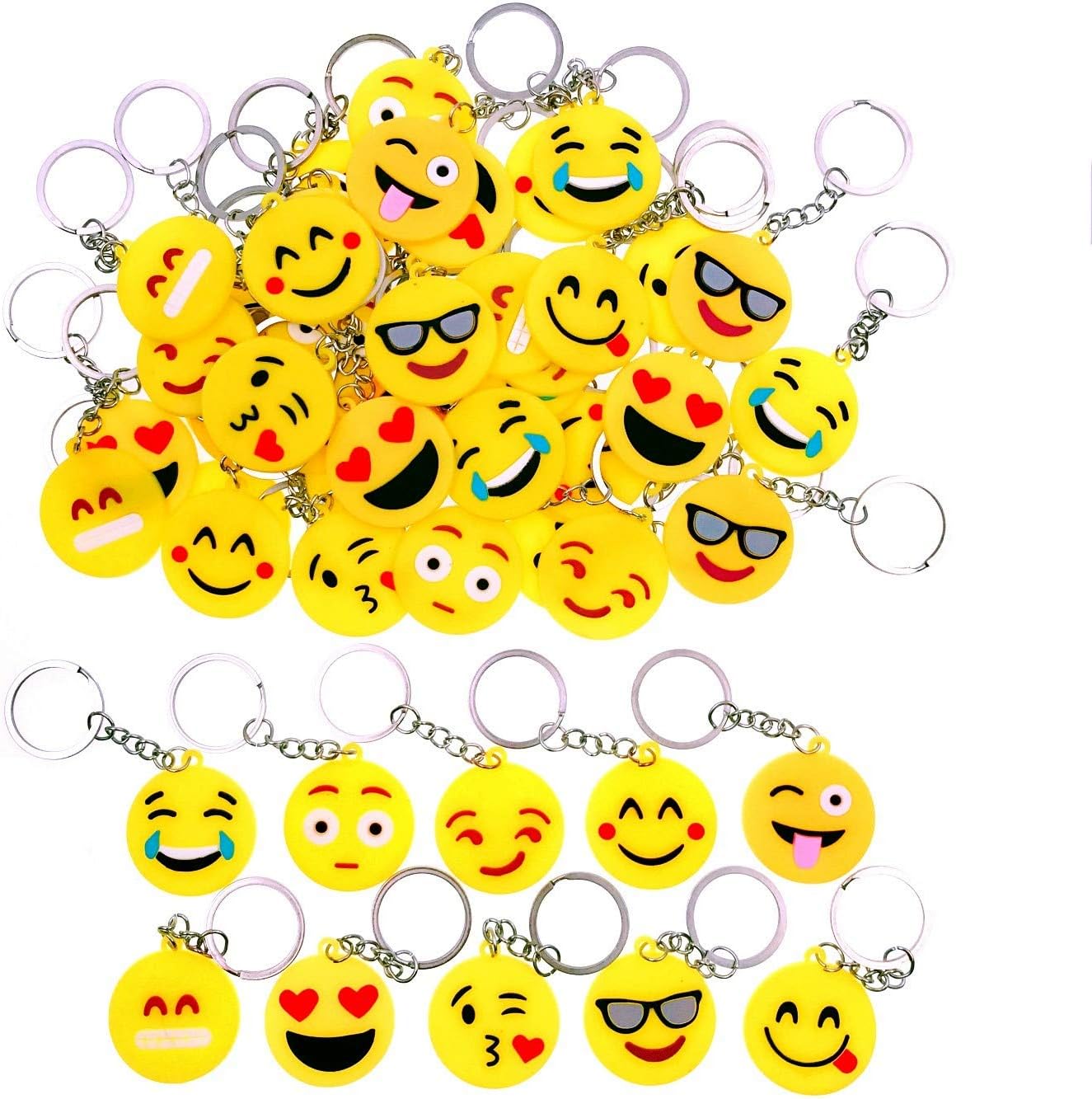 JZK 50x Emoticon keychain keyring for children birthday party favours party bag fillers kids party thank you gift give away gift ideas