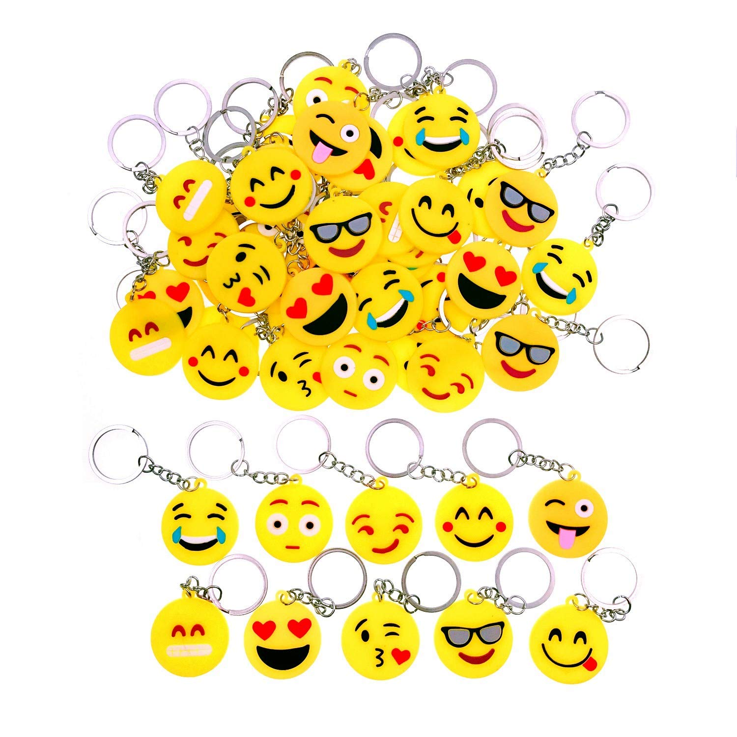 JZK 50x Emoticon keychain keyring for children birthday party favours party bag fillers kids party thank you gift give away gift ideas