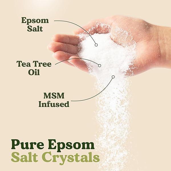 FOOTSIE SOOTHING TEA TREE OIL EPSOM SALT SOAK – FOR CALLUSES, ACHES & PAIN, ATHLETE’S FOOT – MADE IN USA – SOOTHES CRACKED HEELS, FLAKY SKIN – 100% ORGANIC, PEDICURE SPA SALT – 48 OUNCES