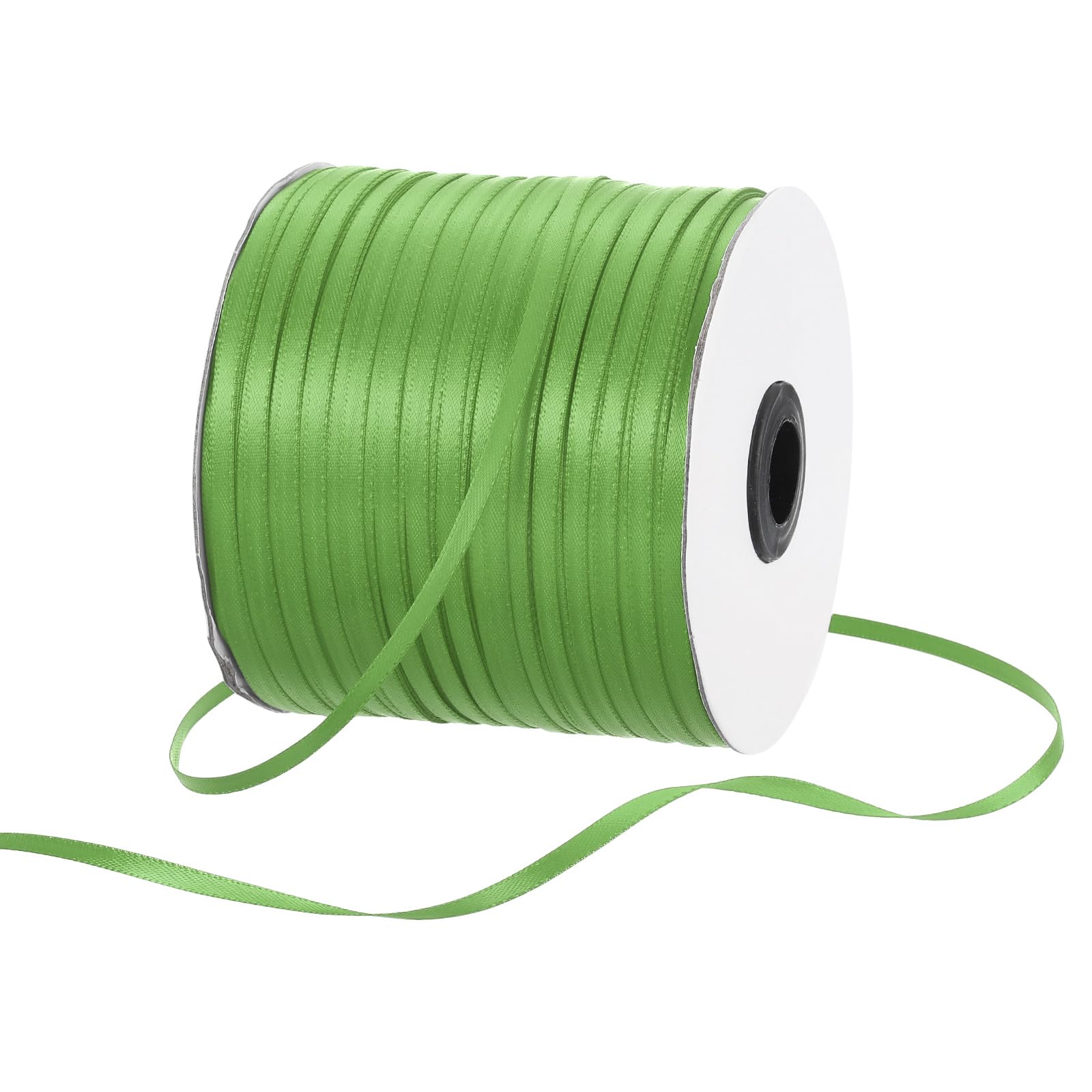 Rebower 3mm Satin Ribbon 460m Thick Double Face Grosgrain Silk Ribbon, [for Gift Wrapping, Hair Bows, Wedding, Cake, Flower] - 500 Yard/1500ft/ Lawn Green