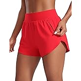 CRZ YOGA Dolphin Flat Waist Athletic Shorts for Women 3" - High Rise Quick Dry for Running Workout Gym Track with Zip Pockets