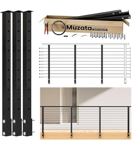 CR Fence & Rail Deck Railing Kit – Outdoor Metal Porch Railing With Post And Top Rail, Black Wrought Iron System For Balcony, Front Porch, And Patio Fencing, 4x3 Section