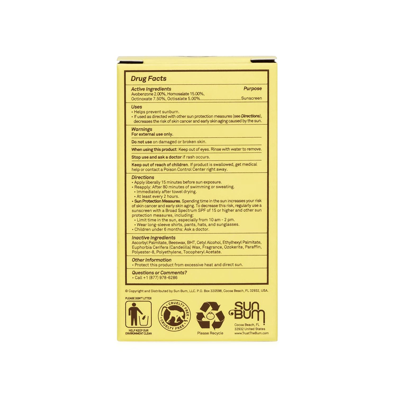 Sun Bum Original Sunscreen Face Stick, Broad Spectrum SPF 30, .45 Oz: Beauty