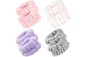 Ganbaro Microfiber Wrist Bands for Washing Face, 8 Pcs Wrist Towels in 4 Colors for Girls and Women, Prevent Water from Spilling Down Your Arms, Yoga Accessories