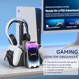 KDD Dual Controller Headphone Stand Desk Storage Organizer Box Phone Holder view 4