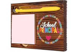 VIVOPISEW School Principal Desk Organizer with Pen Trough, Wood Office Decor for School Administrators Leader Teacher, Appreciation Gifts for Principal’s Day, Desk Retro Note Pad Holder VN497