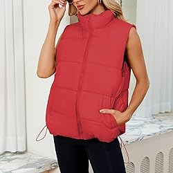 Century Star Red Puffer Vest for Women's Outerwear