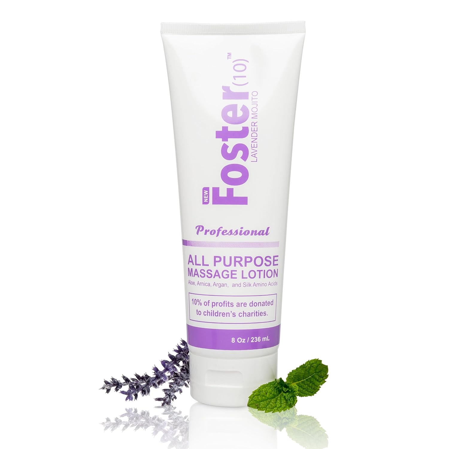 Foster(10) Lavender Mojito Massage Lotion - Made with Argan Oil, Arnica Extract, Silk Amino Acids, Not Tested on Animals, Paraben Free, Dye Free, All Scents From Essential Oils : Beauty