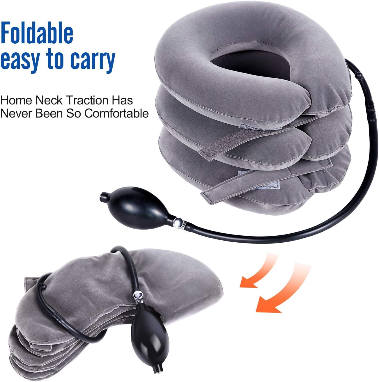 Neck Traction Ohuhu Neck Cervical Traction Collar Device for Neck and Back Pain Relief, Inflatable Spine Alignment Pillow, Grey Father's Day Gift: Health & Personal Care