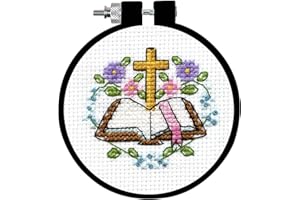 DESIGN WORKS CRAFTS INC. Design Works Crafts Cross & Bible Counted Cross Stitch Kit with Hoop