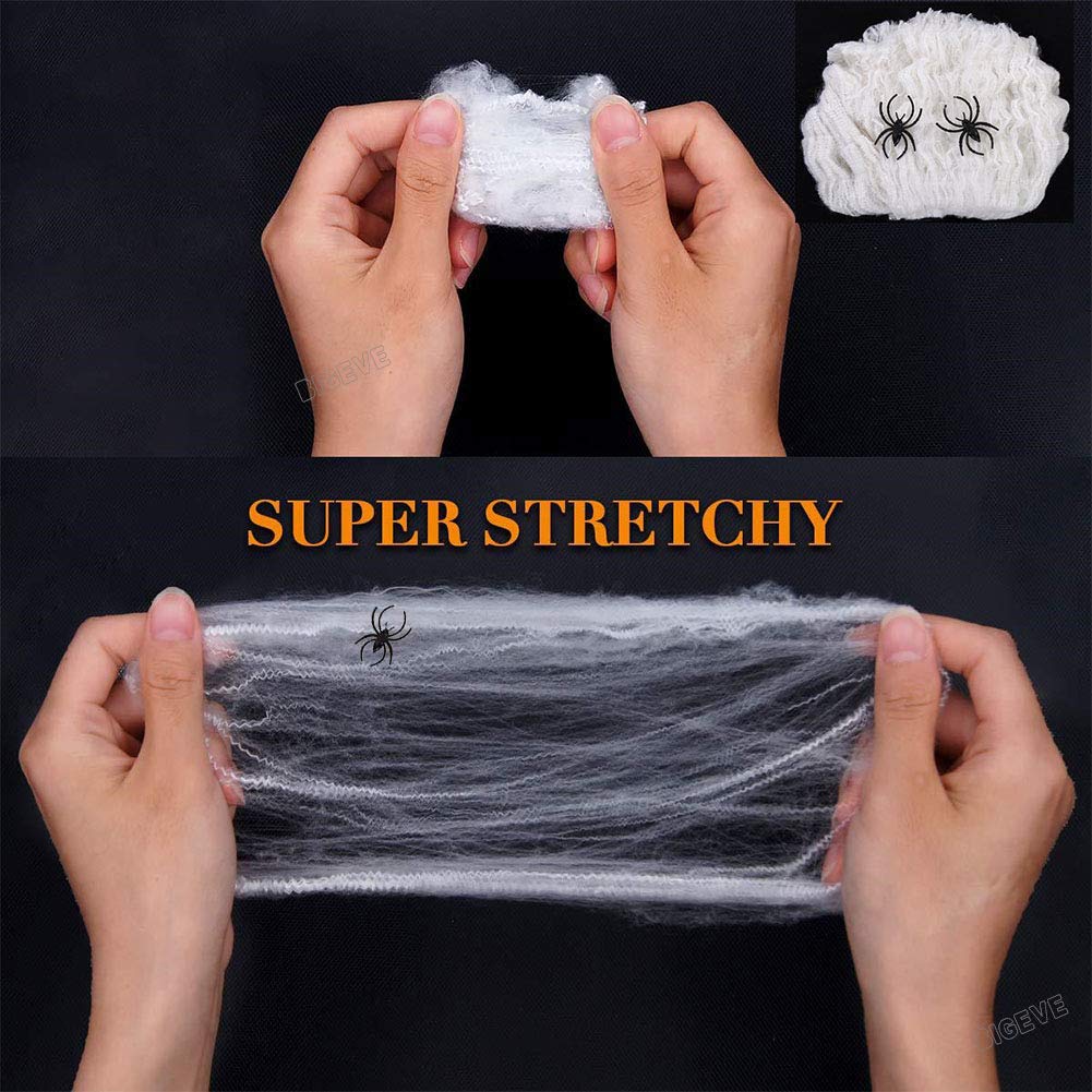 Outdoor Halloween Decorations, Giant Halloween Spider Web Decoration 16.5ft Large Spider Web with 19.7 inch Hairy Spider Stretch Spider Web 10 Plastic Spiders Halloween Party Decorations Supplies Outdoor Yard Decor - White Web