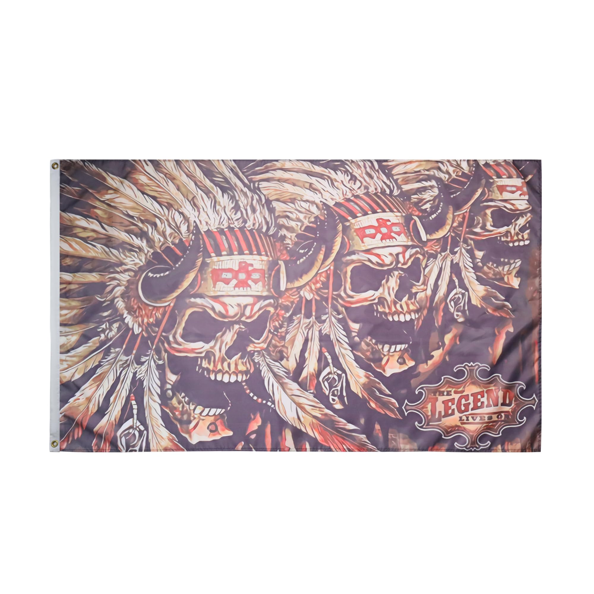 AZ FLAG - Skull Indian Flag - 3x5 Ft - 100D Polyester Pirate Banner with Two Metal Grommets - Fade Resistant - Vivid Colors - 3' x 5' Feet - 150x90 Cm