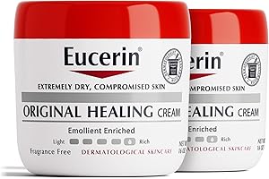 Eucerin Original Healing Cream, Unscented Body Cream for Extremely Dry, Sensitive and Compromised Skin, Emollient Enriched Body Moisturizer, 16 Oz Jar, Pack of 2