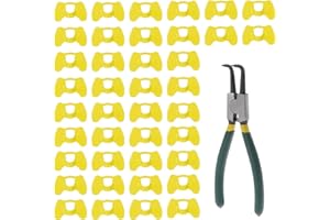 Lainrrew 41 Pcs Pinless Peepers with Pliers Set, Poultry Blinders Chicken Peepers Chicken Spectacles Anti-Pecking Pheasant Eye Glasses (Yellow)
