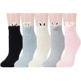 Violet Mist Women Cute Fuzzy Slipper Socks Cozy Winter Warm Fluffy Funny Animals House Sleeping Soft Plush Socks Christmas