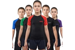 Exxact Sports Kids BJJ Rash Guard Short Sleeve, Ranked No Gi Jiu Jitsu Compression Shirt for Boys & Girls for MMA, Wrestling