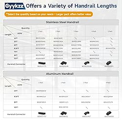 Gyykzz 8FT Stainless Steel 304 Handrail Black