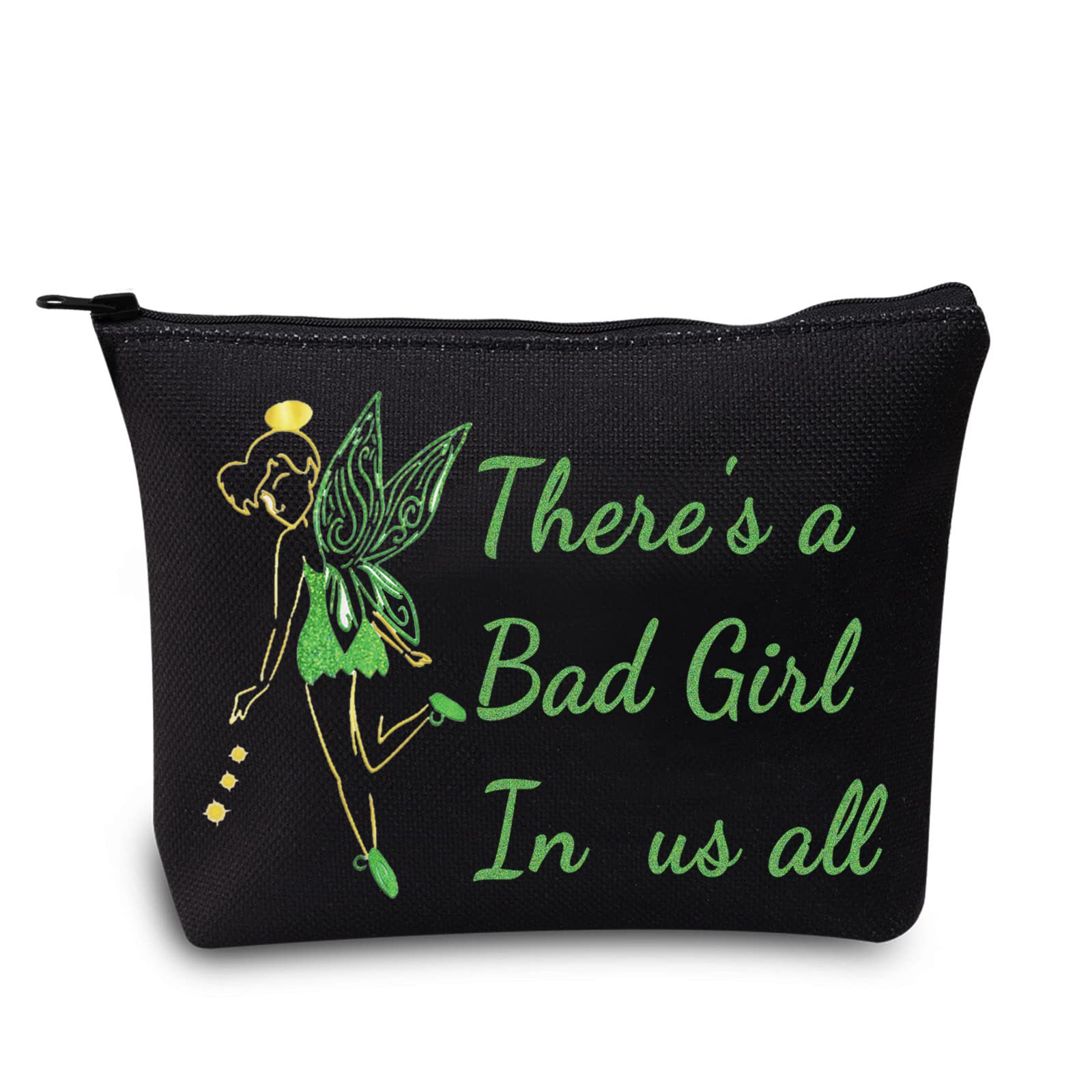 LEVLO Fairy Tale Quote Cosmetic Bag Fairy Pixie Lover Gift There's a Bad Girl In Us All Makeup Zipper Pouch Bag For Women, Bad girl Black, 12.99 x 14.56 x 0.3 inches, Tote Bag