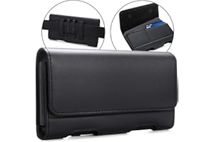 BECPLT for Galaxy S25 Ultra S24 Ultra S23 Ultra S22 Ultra 5G Note 20 Ultra 5G Note 10+ Plus 5G Holster Black Leather Carrying Cell Phone Holder Belt Clip Holster Case Pouch for Galaxy A14 5G S21 Ultra