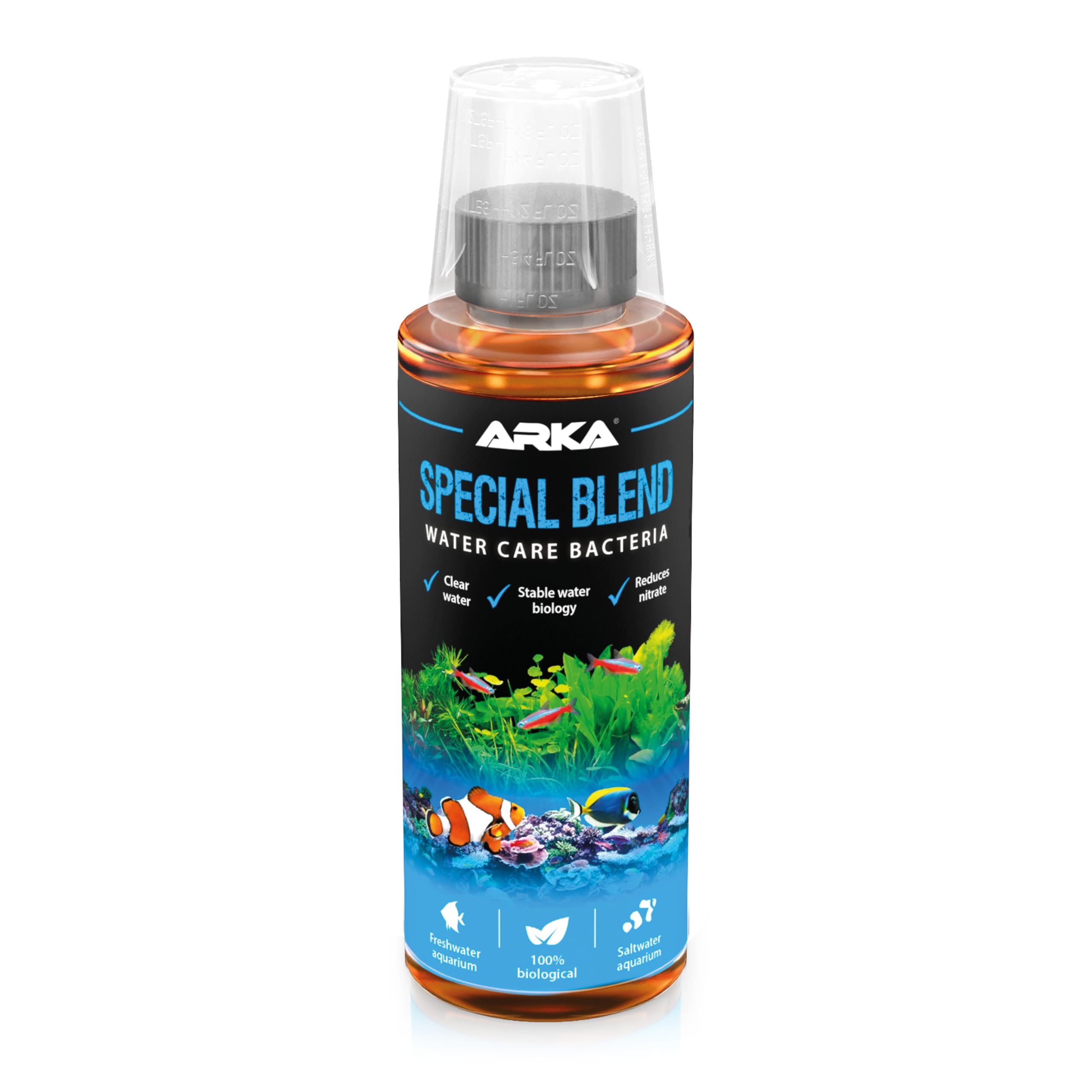 Aquarium bacteria 118 ml – biological water conditioner for nano & small aquariums – reduces nitrate & organic waste – improves clarity & odour control – ARKA Special Blend