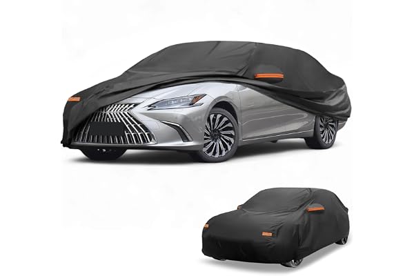 Partuto 190T-PU Universal Waterproof Car Cover for Sedan 165-177in | All-Weather Universal, Right Side Zipper, Black, Durable
