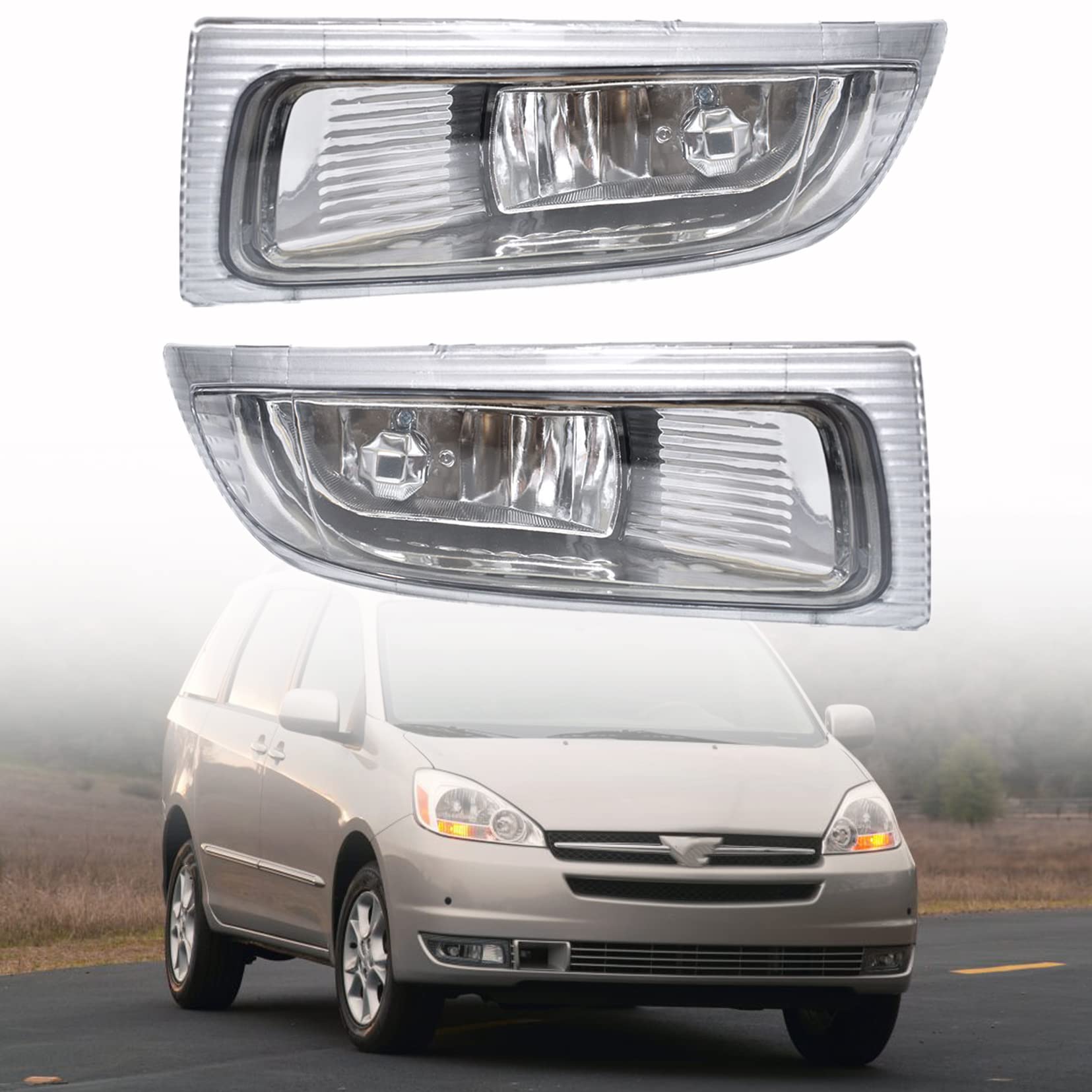 Photo 1 of SEBLAFF 2-Pack Fog Lights Assembly with Bulbs Driver and Passenger Side Replacement for 2004-2005 Sienna 81220AE010, 81210AE010