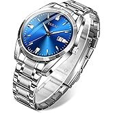 Taxau Watch Men Luxury Classic Fashion Watches for Men Large Face Stainless Steel Waterproof Mens Watches Simple Minimalist Easy Read Analog Quartz Fancy Dress Day Date Watch Relojes para Hombres