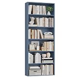 FOTOSOK 6-Tier Open Bookcase and Bookshelf, Freestanding Display Storage Shelves Tall Bookcase for Bedroom, Living Room and Office, Blue