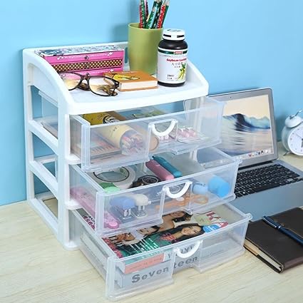 Plastic Clear Storage Drawers Draw Trolley Tower Desktop Unit Home