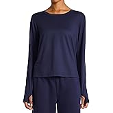 Reebok Womens Long Sleeve Crewneck Top, Standard Fit, Lightweight Stretch Poly Marled Jersey Fabric