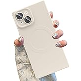 PSIOXY Silicone Case for iPhone 15 Magnetic with Camera Lens Protector Compatible with Magsafe Slim for Women Men Scratchproof Shockproof Protective Phone Case for iPhone 15 White