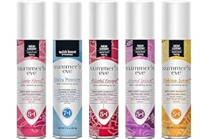 Summer's Eve Feminine Cleansing Spray Variety Pack (Blissful Escape, Island Splash, Tahitian Sunset, Sheer Floral, & Baby Powder) (1 of each)