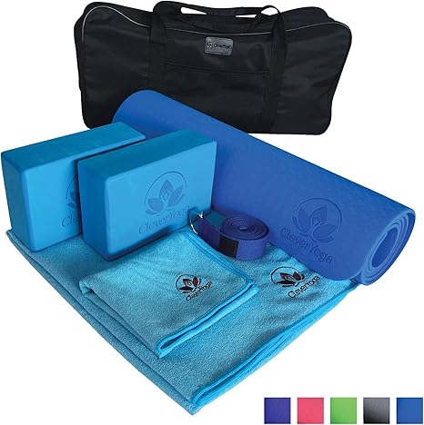 Yoga Set Kit 7 Piece 1 Yoga Mat Yoga Mat Towel 2 Yoga Blocks Yoga Strap Yoga Hand Towel Free Carry Case For Exercises Yogis And Mom