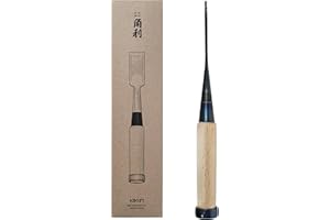 KAKURI Japanese Mortise Chisel for Woodworking 1/8" (3mm), Made in JAPAN, Professional Wood Chisel Oire Nomi (Hand Forged), Japanese White Steel No.2 Blade, White Oak Wood Handle