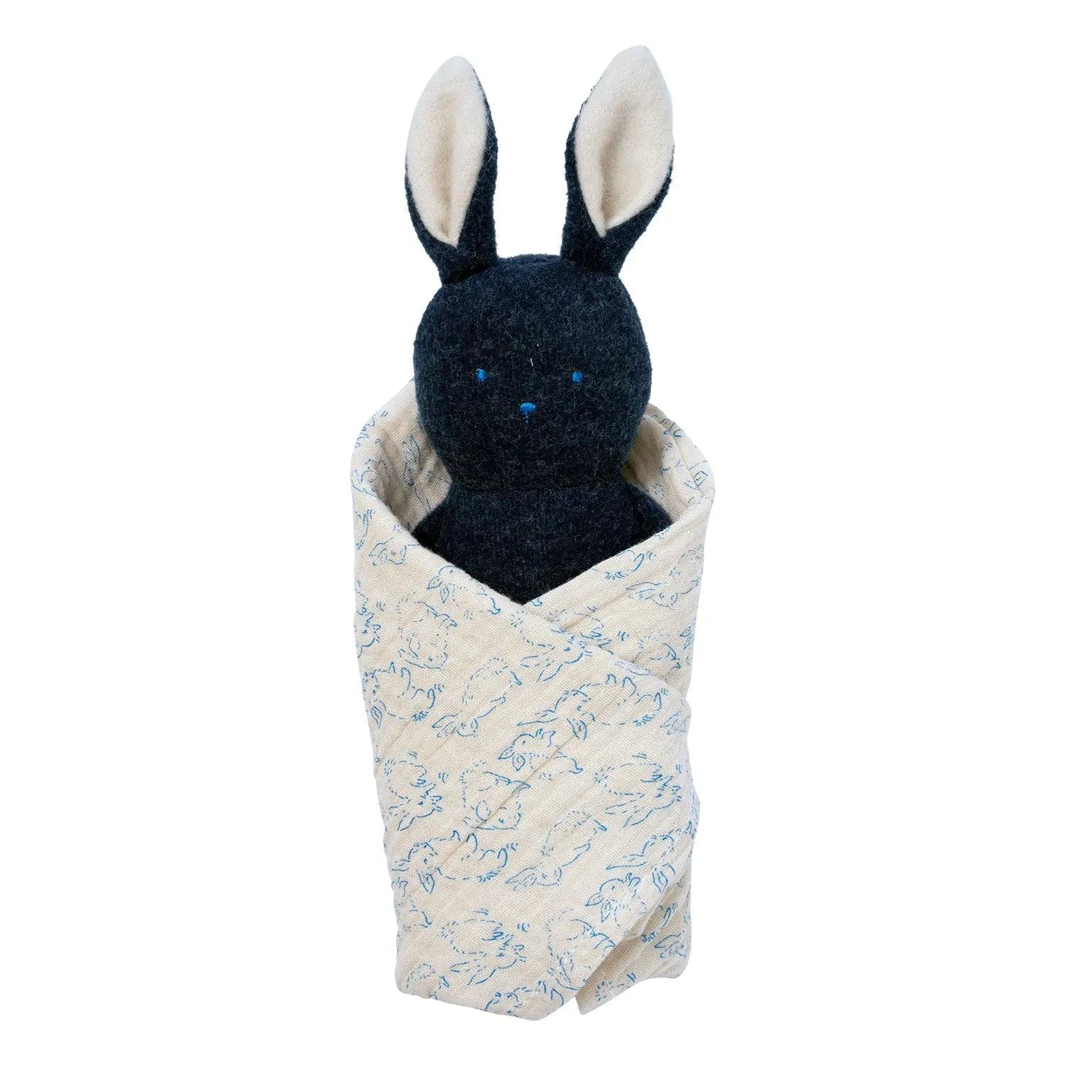 Manhattan Toy Embroidered Plush Bunny Baby Rattle + Soft Cotton Burp Cloth, 40.64cm x 40.64cm
