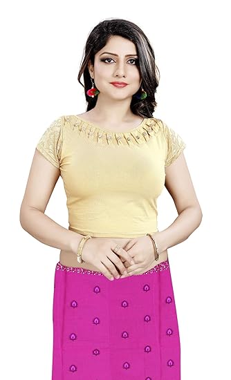 Sanmati Creation Women's Cotton Stretchable Blouse (SC-251-3; Beige; XL)