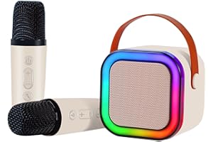 PROLPINGS Karaoke Machine for Adults and Kids,Portable Karaoke Machine with 2 Wireless Bluetooth Microphones Best Birthday Gift Meetings, Parties with Carrying Handle/Echo/Vocal Cut,Support TF/USB/AUX