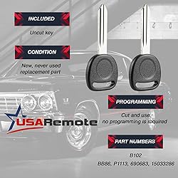 2X USARemote Replacement Key for Cadillac Escalade