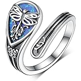 Daixiya Spoon Rings for Women 925 Sterling Silver Mushroom/Phoenix/Snake/Cardinal/Octopus/Tree of Life/Sunflower/Highland Cow/Dragonfly/Dragon/Horse/Sea Turtle/Frog Rings