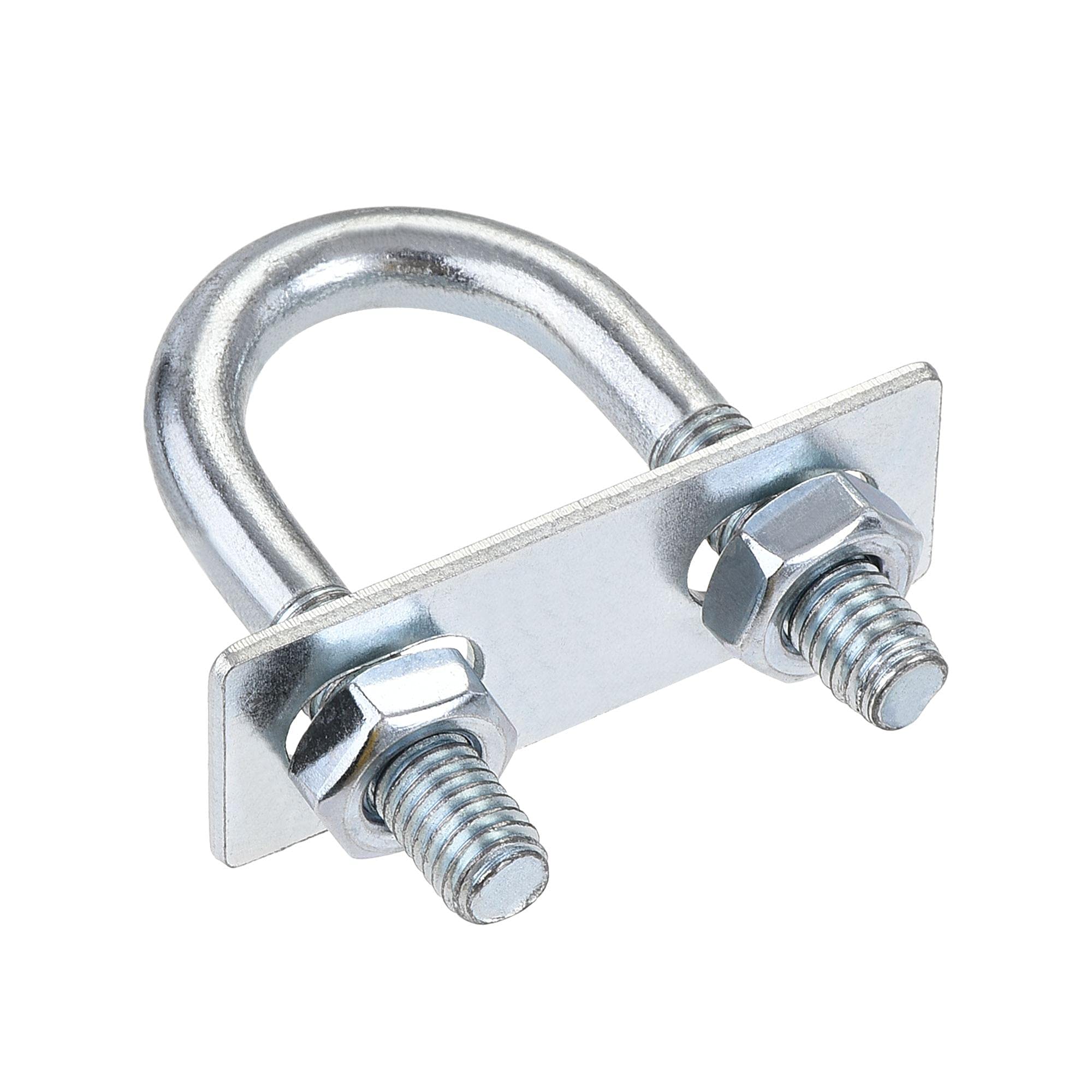 sourcing map Round U-Bolt 1 Set 0.87"(22mm) Inner Width 56mm Length Steel M8 with Nut, Plate