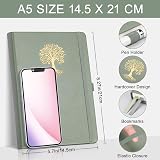 EMSHOI A5 Notebook Blank Journal 192 Pages 100GSM Hardcover Leather Green view 2