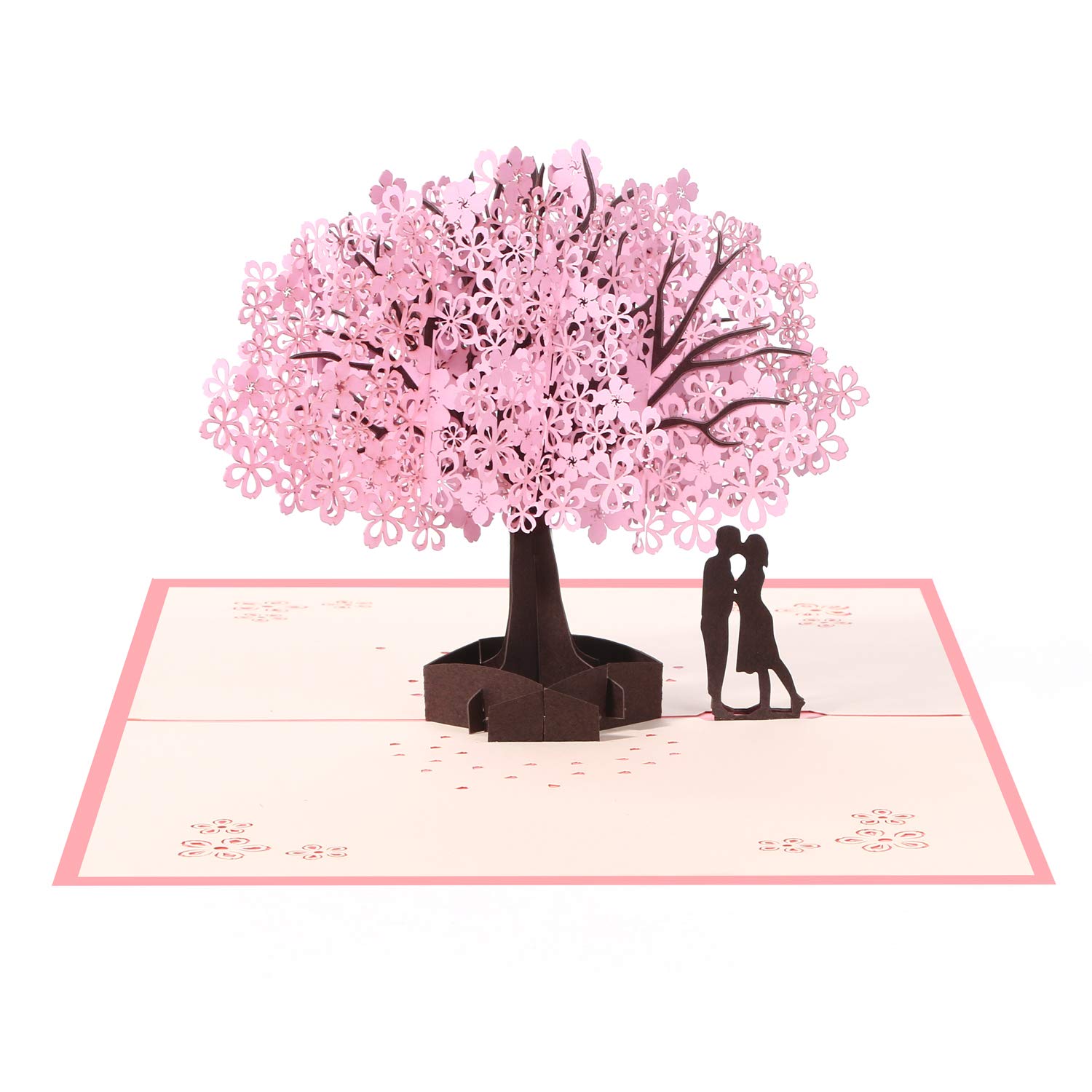 Vicloon 3D Card, Pop Up Card with Romantic Lovers Under Cherry Tree, Mother's Day Anniversary Valentine's Day Wedding Greeting for Wife Husband Girlfriend Bride and Mother