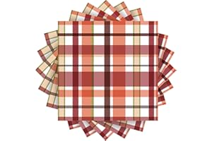 ​Quera 50 Pack Fall Paper Napkins Pumpkin Spice Plaid Autumn Cocktail Napkins Thanksgiving Party Supplies Disposable Bar Napkins for Thanksgiving Party, Engagement, Baby Shower, Celebration
