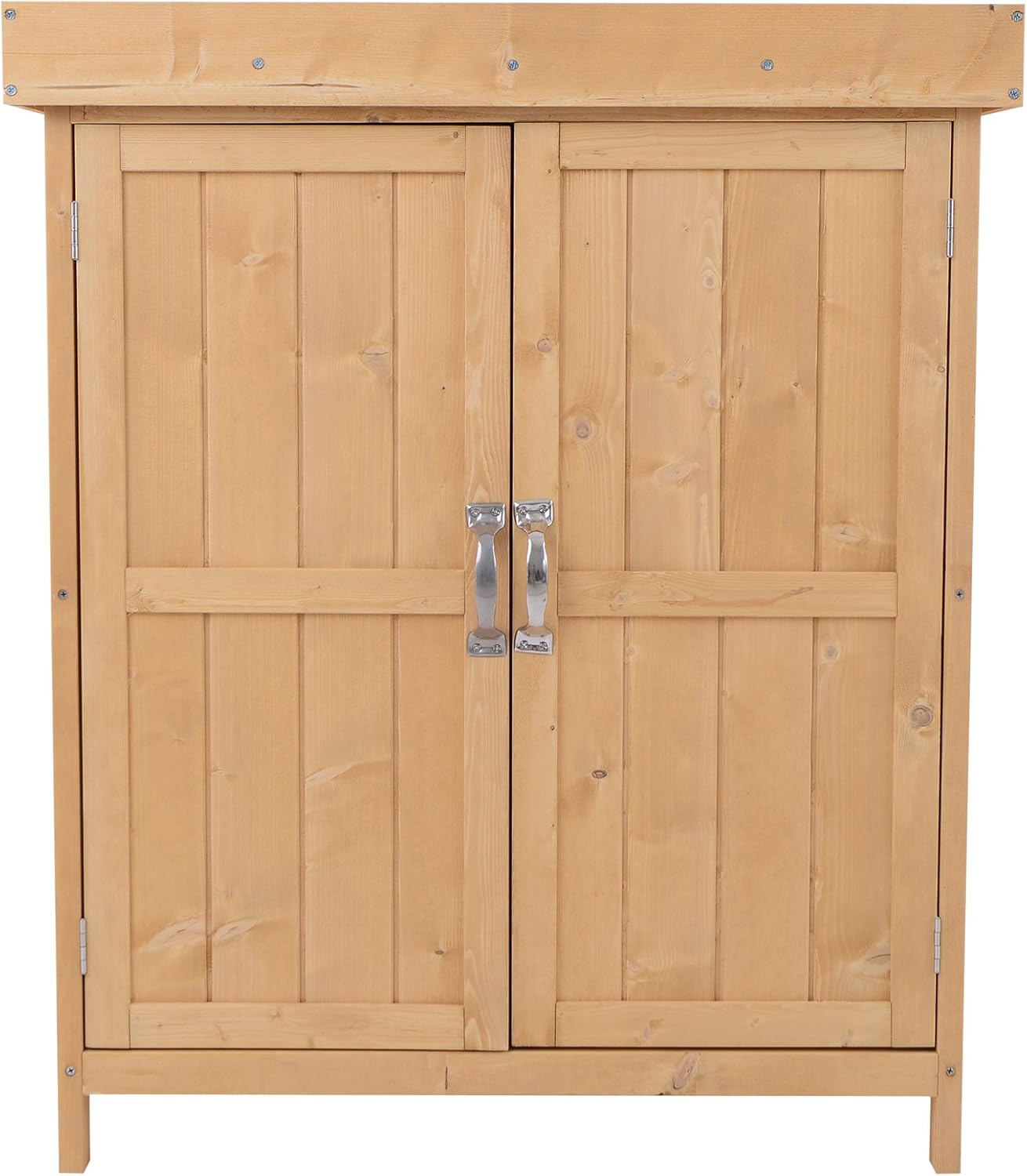 Outsunny Geräteschrank Geräteschuppen Gartenschrank 2 Fächer Tannenholz Natur 74 x 43 x 88cm